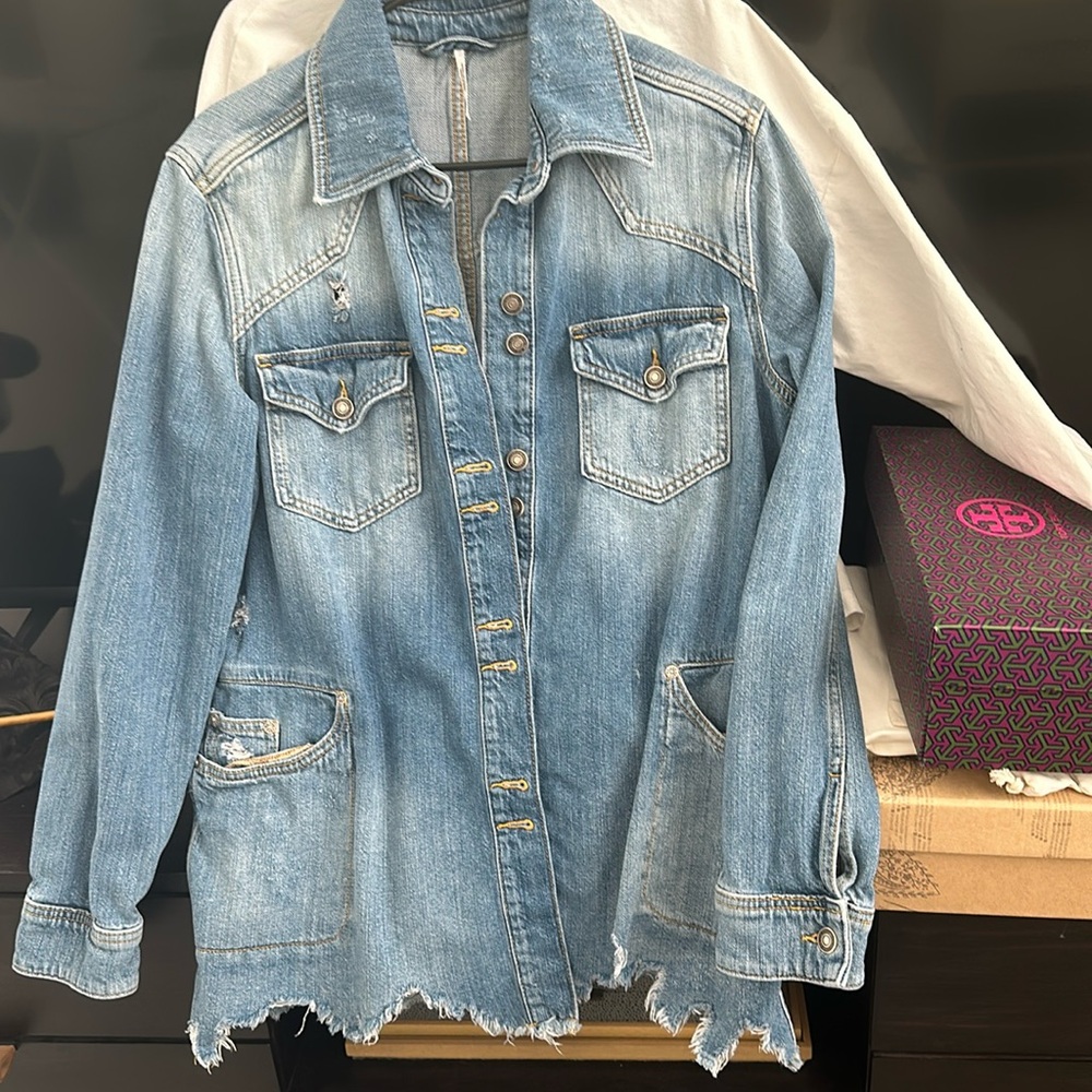 Free People frayed denim jacket Moonchild